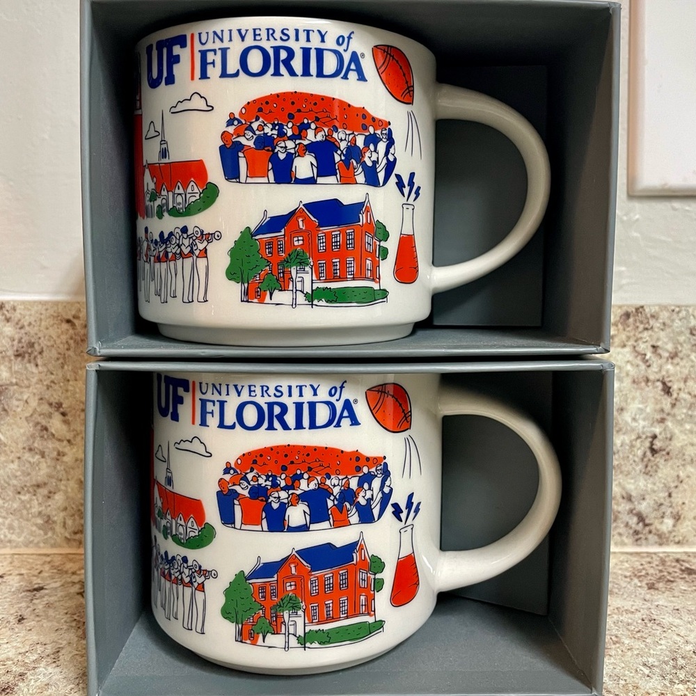 Starbucks Ceramic University of Florida Gators UF Coffee Mugs x2